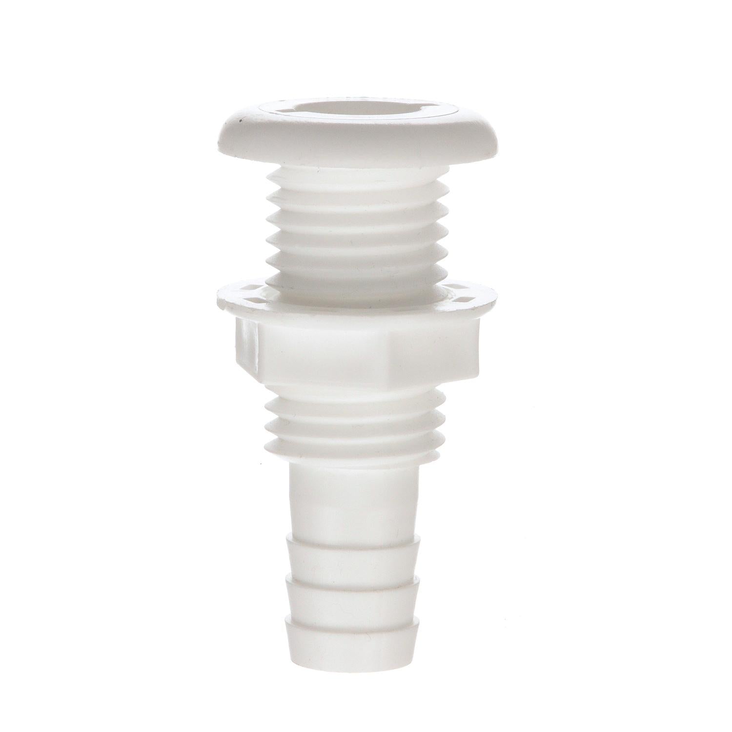 Seachoice 50-18051 Thru-Hull Connector w/ Broad Flange, Fits 3/4 In. ID Hose, 1-1/4 In. Max Hull