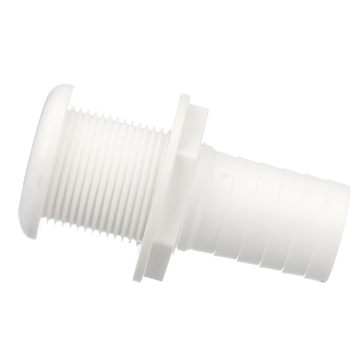 Seachoice 50-18091 Thru-Hull Connector w/ Broad Flange, White Finish, 1.125 In.