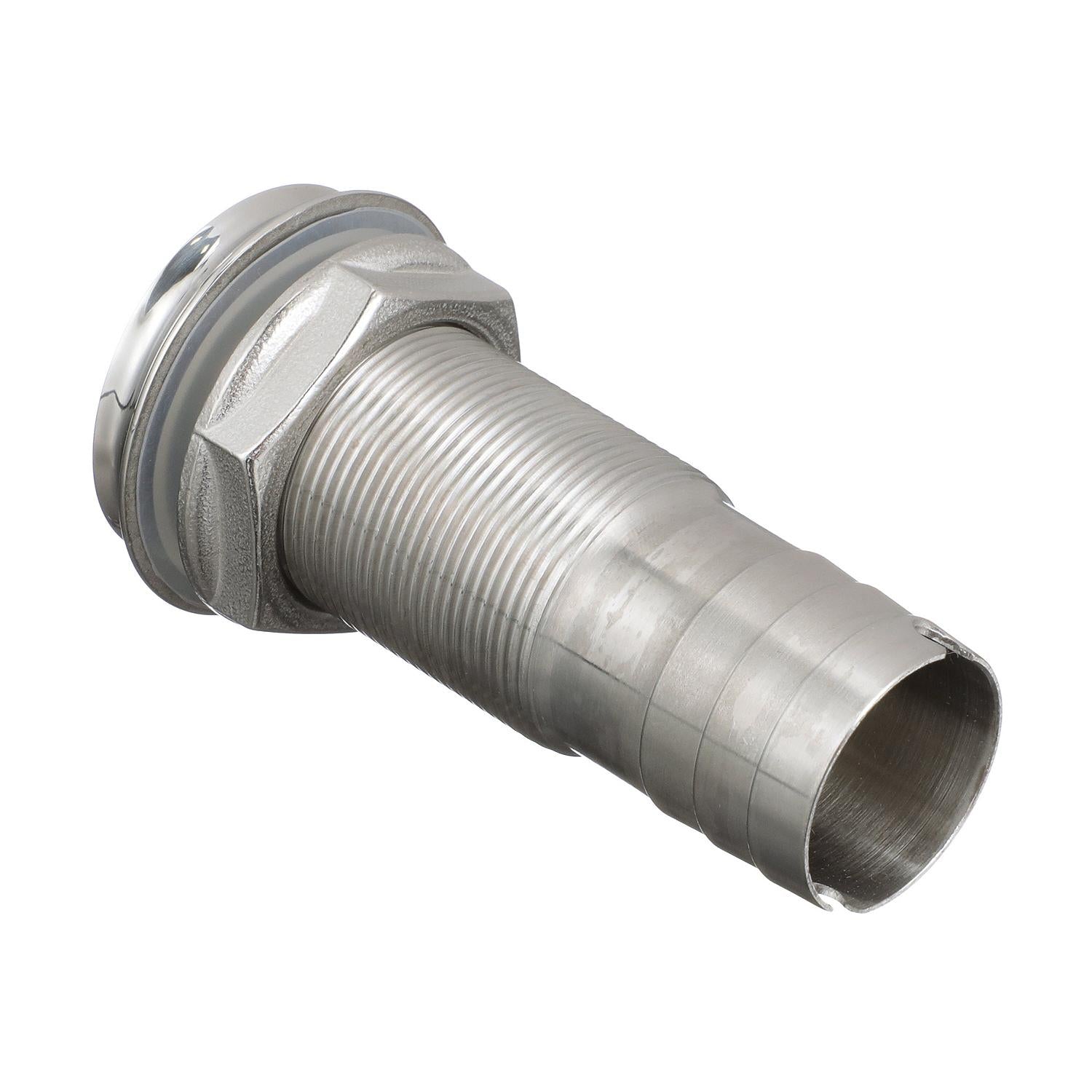 Seachoice 50-18621 Mega-Flow Dripless Thru Hull Fitting, 316 SS, Fits 1-1/8" Hose, 1-1/2" Max Hull