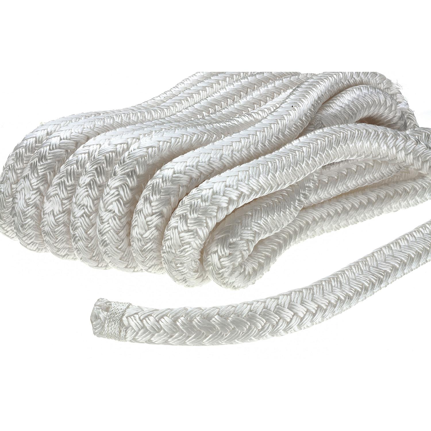 Seachoice Double-Braid Nylon Dock Line w/ Eye Splice, Pre-Shrunk, Heat Stabilized, 5/8 In. X 25 Ft., White