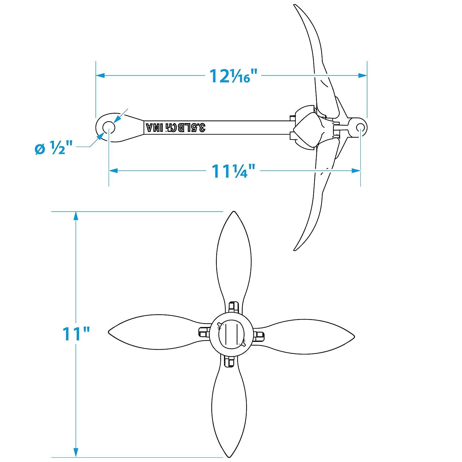 Seachoice Galvanized Folding Grapnel Anchor