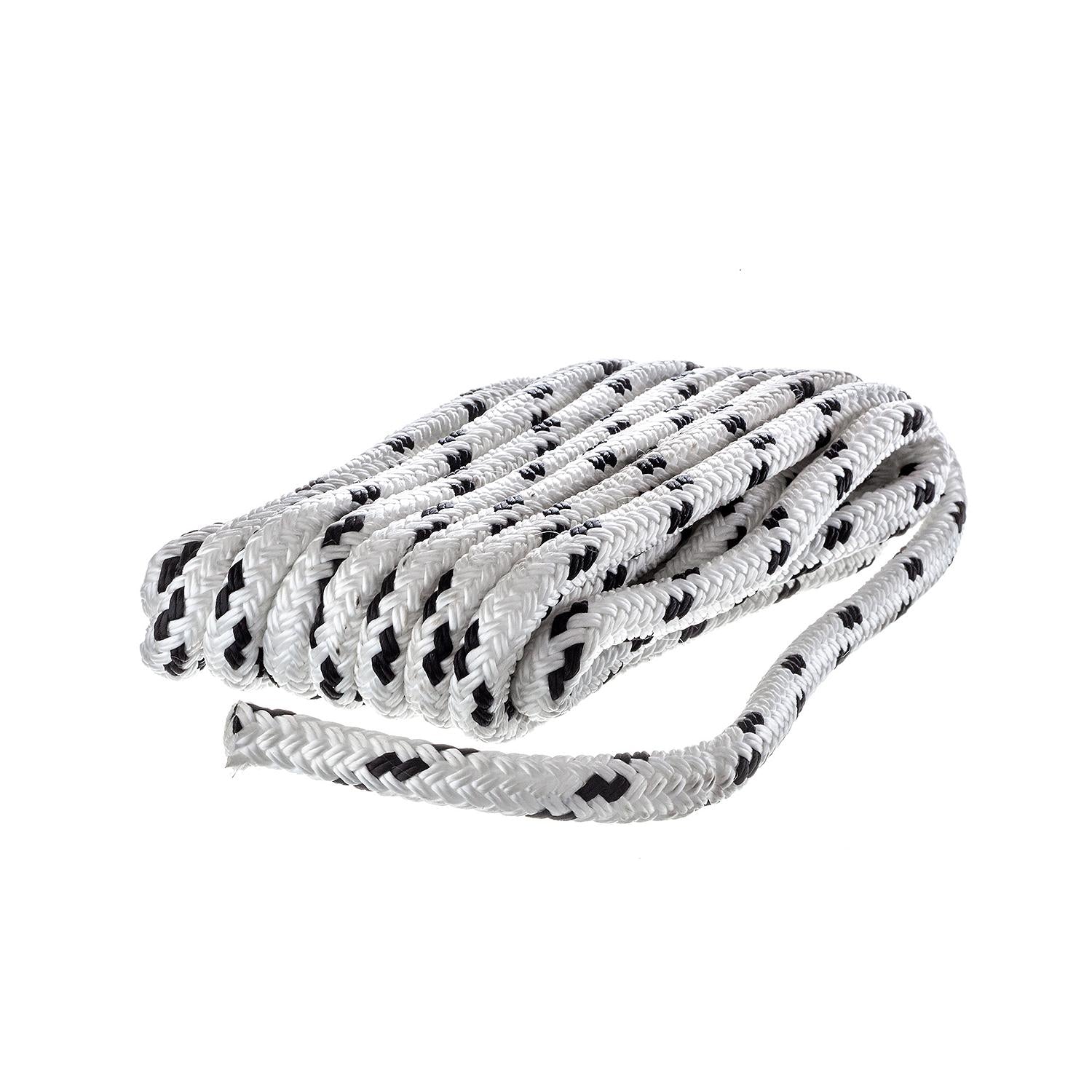 Seachoice 42401 Double Braided 100% MFP Dock Line 3/8" x 15' White w/Black, Tracer