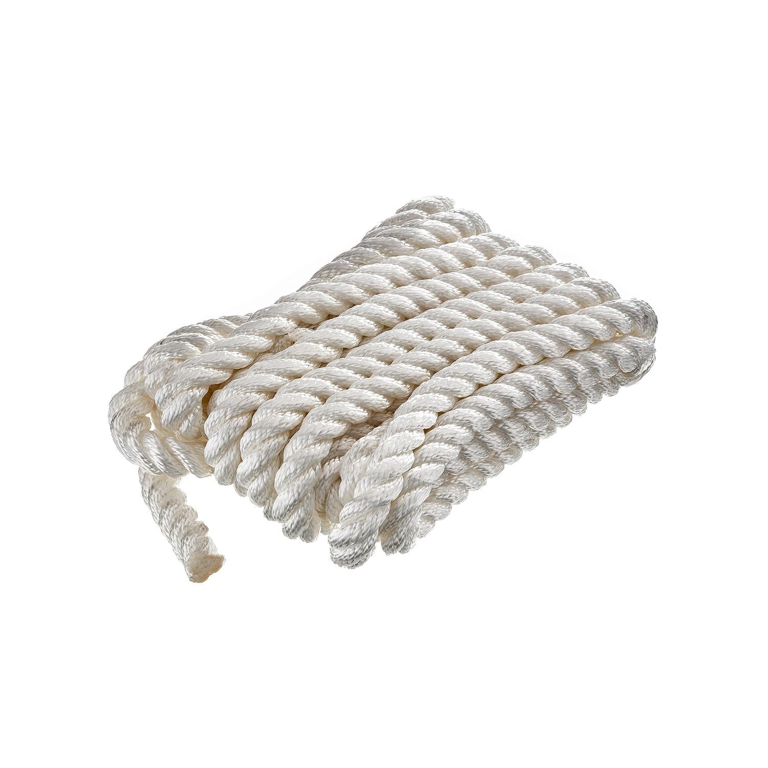 Seachoice 42631 3-Strand Twisted Nylon Dock Line, White, 3/4" x 25'