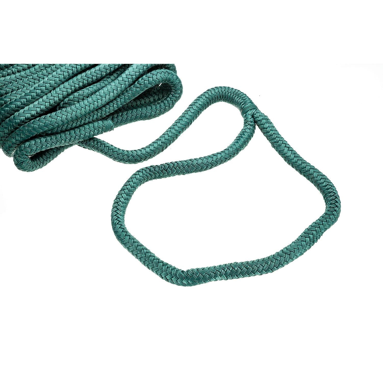 Seachoice 46981 Double-Braid Nylon Dock Line w/ Eye Splice, Pre-Shrunk, Heat Stabilized, 5/8 In. X 30 Ft., Forest Green