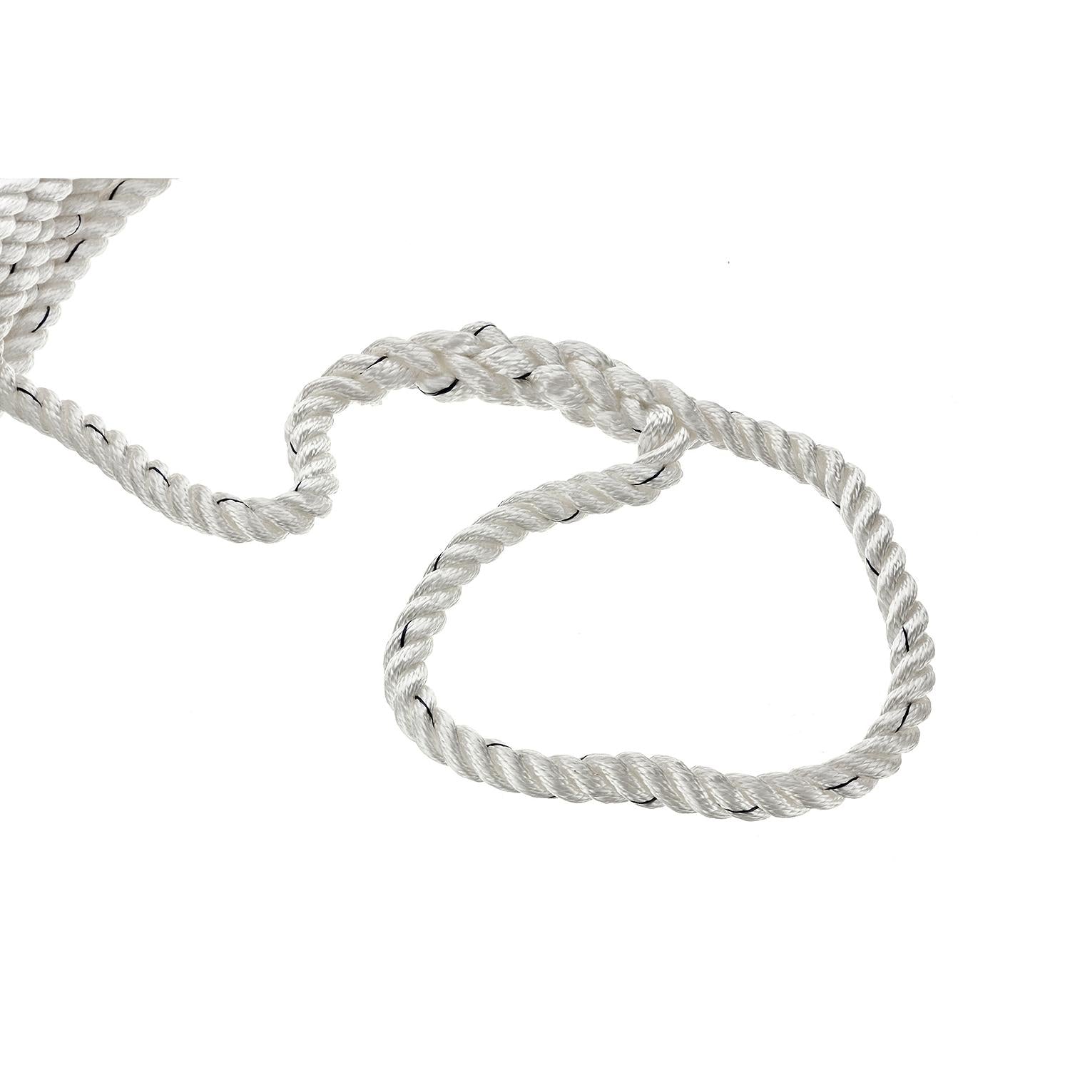 Seachoice 47601 Premium 3-Strand Twisted Nylon Dock Line, White w/ Blue Tracer, 5/8" x 25'