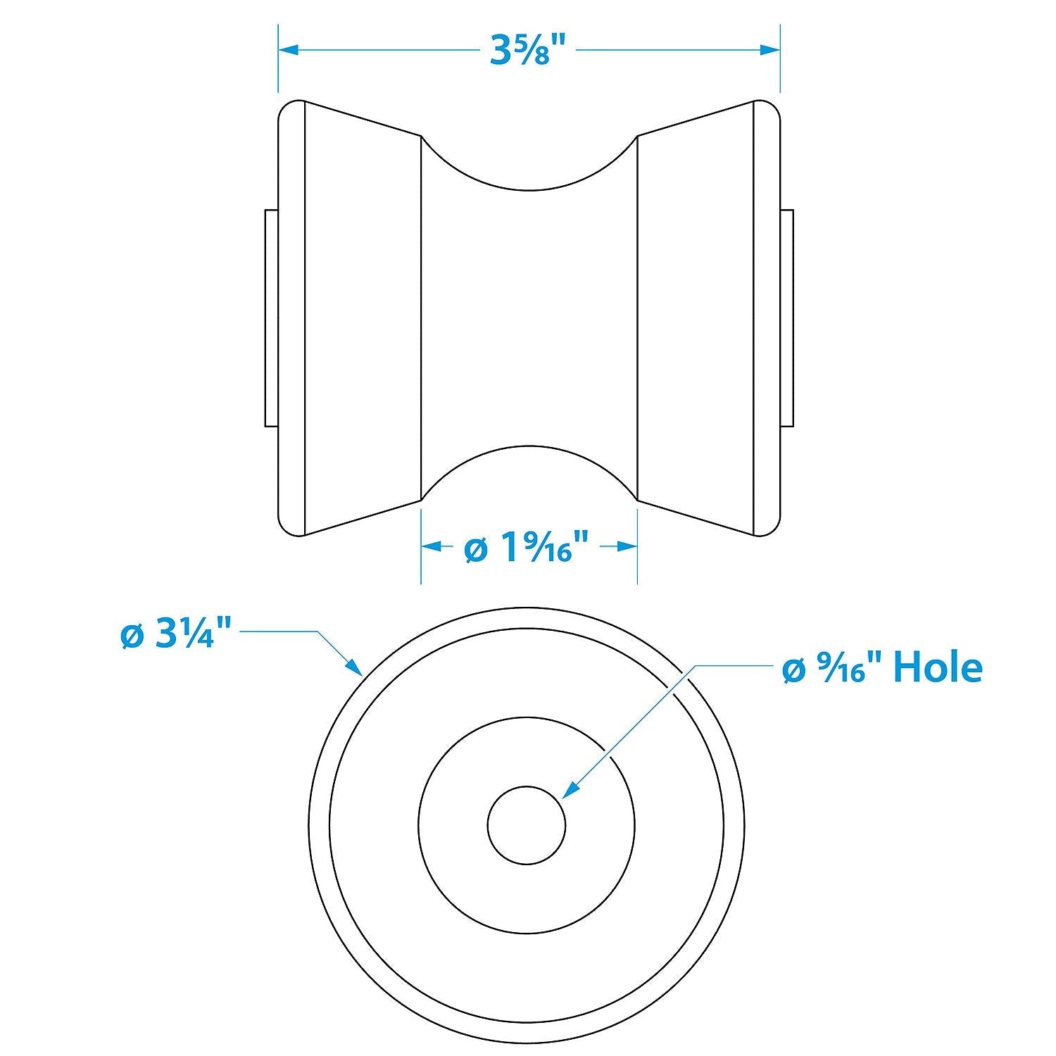 Seachoice 56580 Non-Marking TP Yellow Rubber V-Bow Stop With 1/2" ID