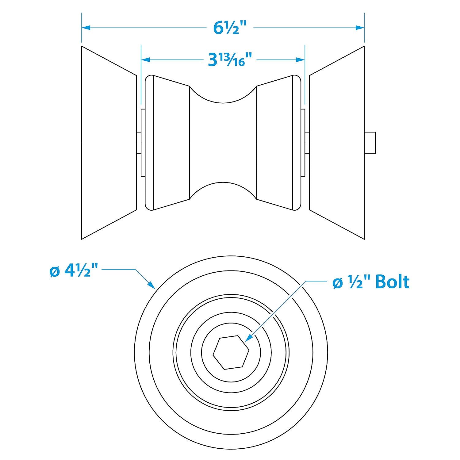 Seachoice 56600 Non-Marking TP Yellow Rubber Bow Roller With Bells 1/2" ID