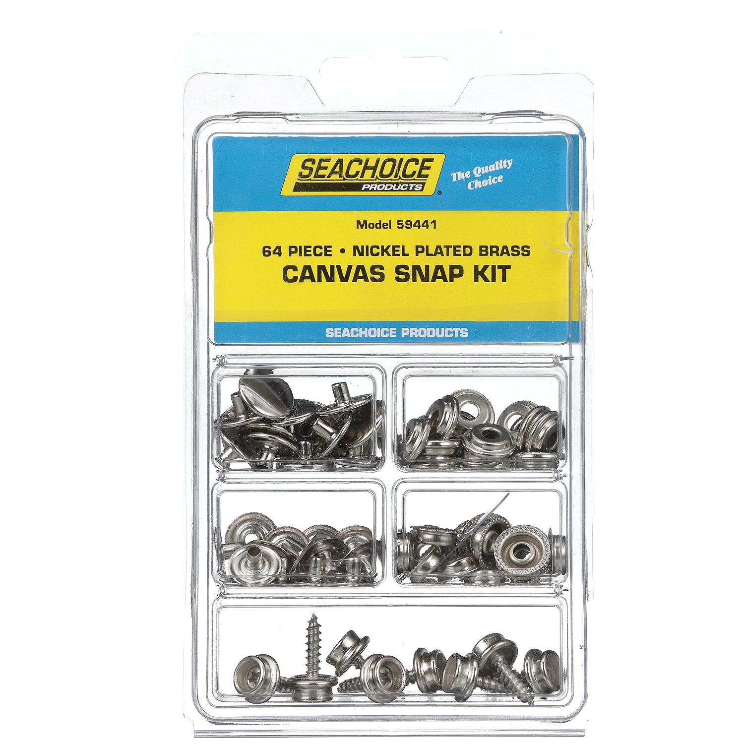 Seachoice KP7261SC 59441 Nickel Plated Brass Canvas Snap Kit 64 Piece