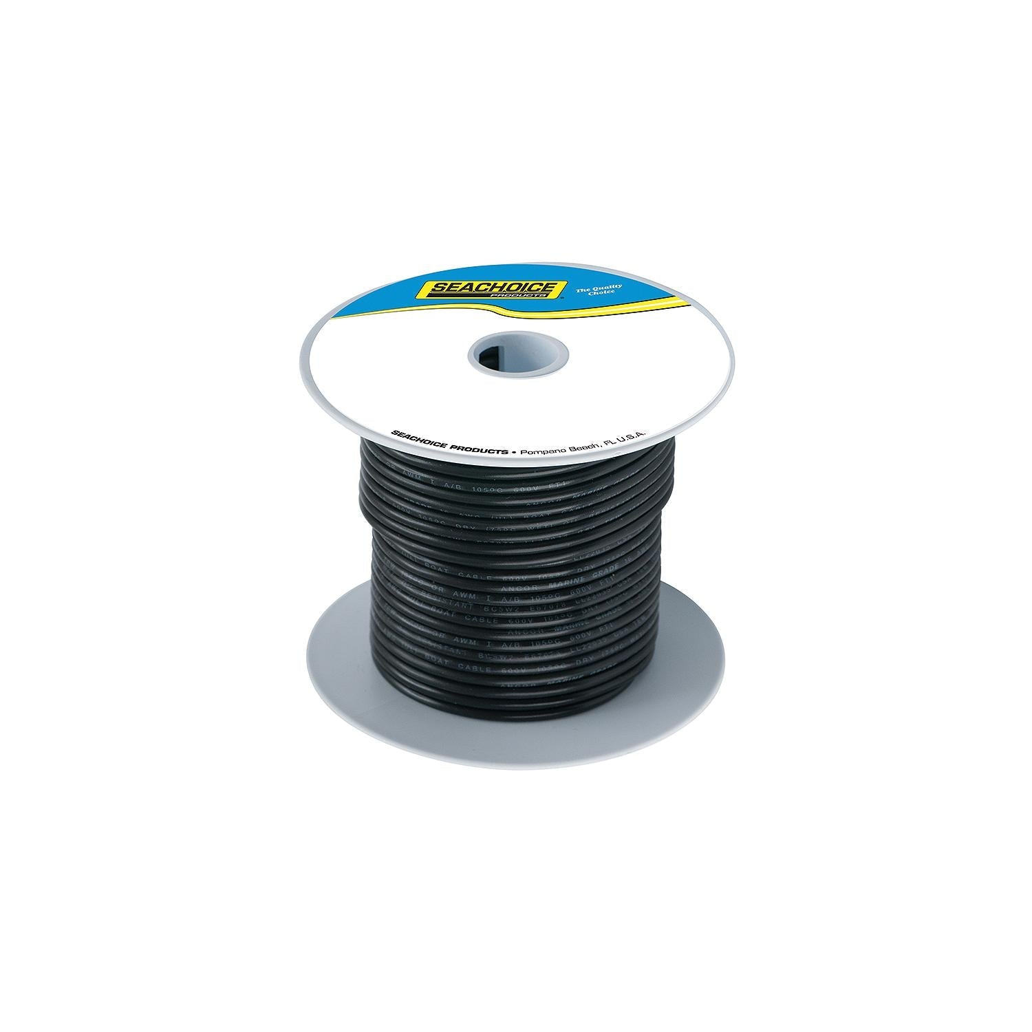 Seachoice 50-63043 Tinned Copper Marine Wire, 6 AWG, Black, 100'