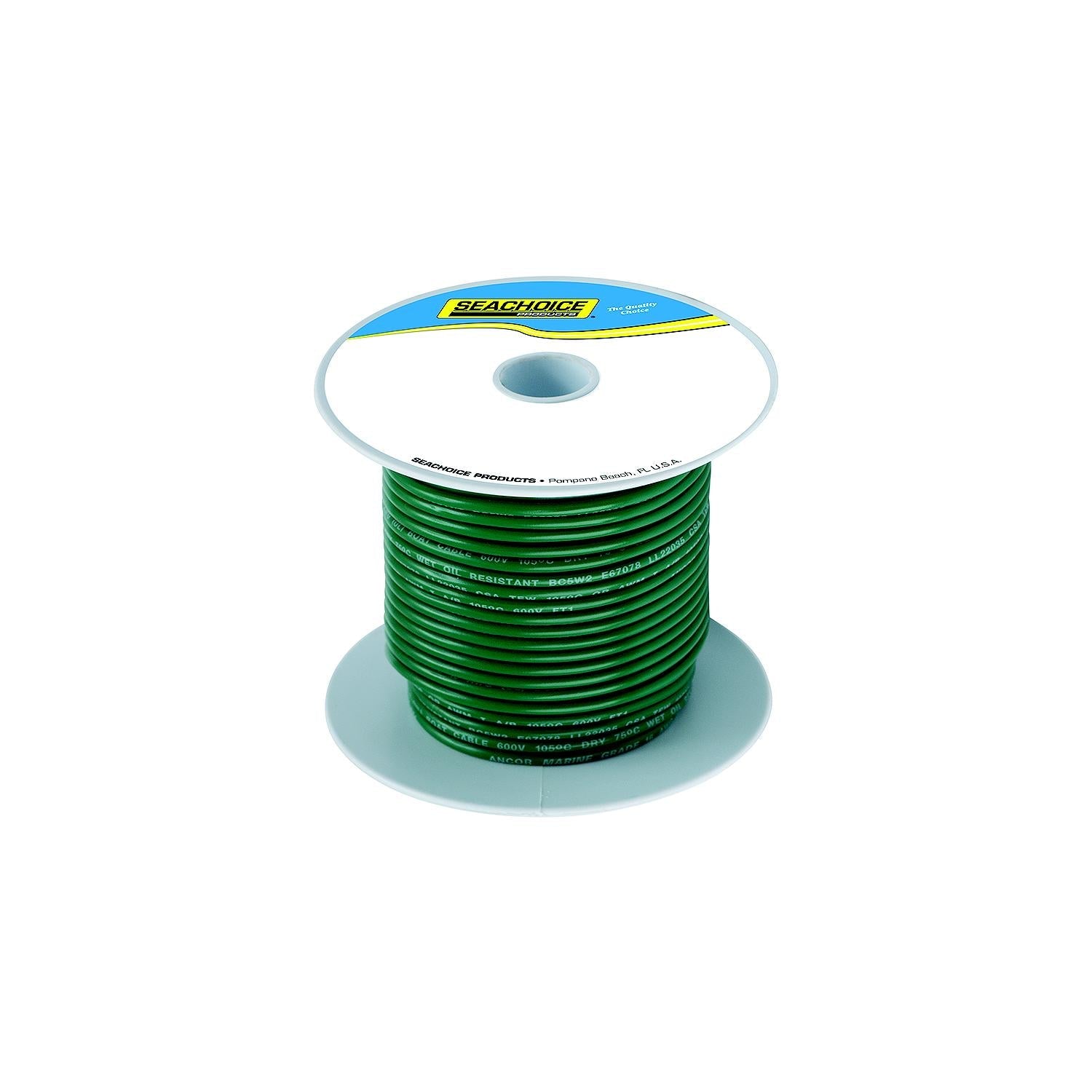 Seachoice 50-63056 Tinned Copper Marine Wire, 8 AWG, Green, 100'