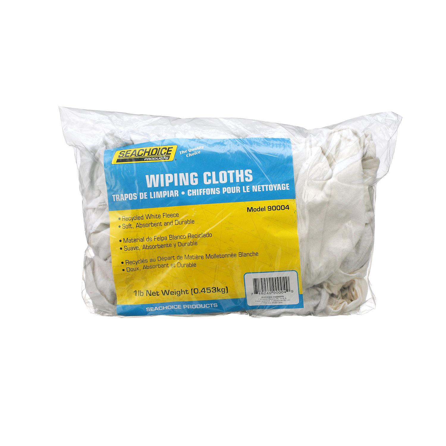 Seachoice 7423-01-12-SC 90004 Recycled White Fleece Wiping Cloths, 1-lb. Bag