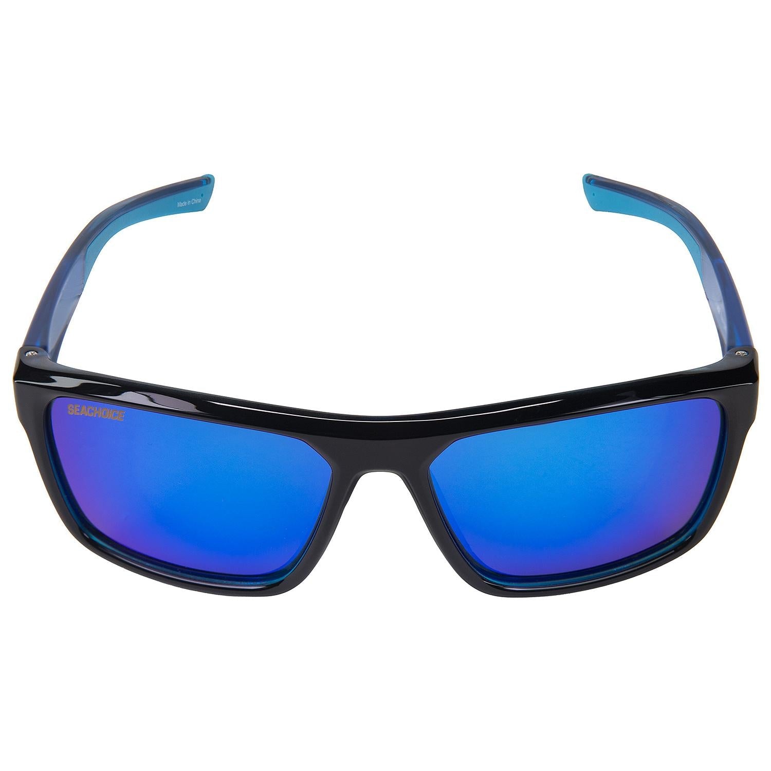 Seachoice YP120212000000 Navigator Polarized Sunglasses, Shiny Black/Black Backspray Frame, Blue Mirror Lens