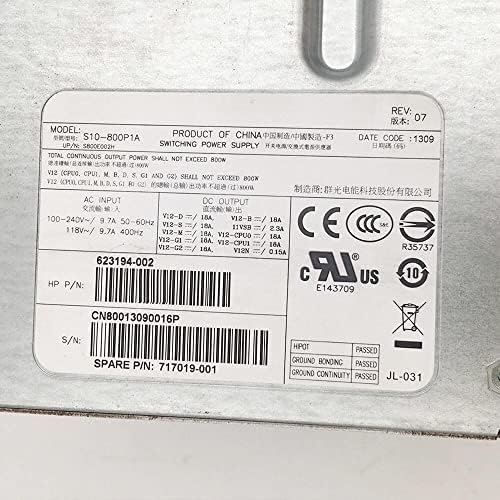 for Z620 Workstation Power Supply 623194-002 717019-001 S10-800P1A 800W Tested|B0C3BH9LYM