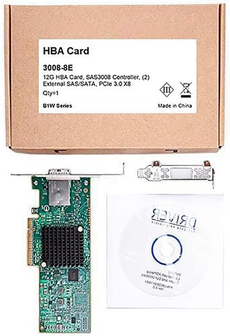 PCIe 3.0 x8 12G External SAS/SATA HBA RAID Controller Card, Broadcom 3008 Chip, Compatible with LSI 9300-8E, Mini SAS HD (SFF-8644) Connector, for Server/Storage Expansion|B0868Q65TD