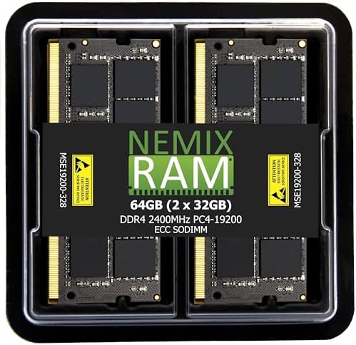 NEMIX RAM 64GB (2X32GB DDR4 2400MHZ PC4-19200 2Rx8 1.2V CL17 260-PIN ECC SODIMM KIT