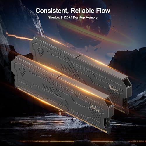Netac DDR4 DRAM 32GB Kit (2x16GB) 3200MHz XMP 2.0 Dual Channel RAM CL16 (PC4-25600) 1.35V 288-Pin Upgraded Aluminum Heat Sink Ideal for Gaming Computer Upgrade - Shadow III Series Black|B0G1MMT6FQ