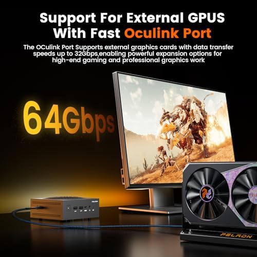 PELADN Mini PC, Ryzen AI 9 HX 370 (up to 5.1Ghz,32GB LPDDR5X/1TB PCIe 4.0 SSD,Dual 2.5G LAN,USB4 20Gbps Type-C/DP/HD,Mini Desktop Computer,WiFi7 4K/60Hz Triple-Display USB3.2/BT5.4 Mini Computers