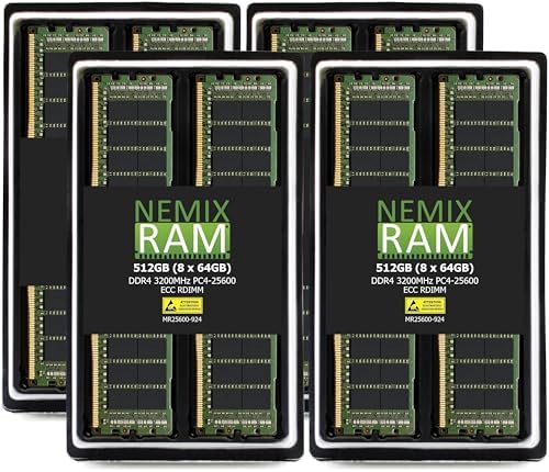 NEMIX RAM 128GB (2X64GB DDR4 3200MHZ PC4-25600 2Rx4 1.2V CL22 288-PIN ECC RDIMM Registered Server Memory KIT Compatible with Dell PowerEdge R750XS Rack Server