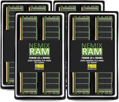NEMIX RAM 256GB (1X256GB DDR5 5600MHZ PC5-44800 CL46 8Rx4 1.1V 288-PIN ECC RDIMM Registered Server Memory Compatible with Dell PowerEdge R760 Rack Server
