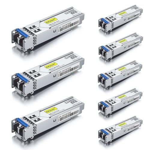 10Gtek 1.25G SFP 1000Base-SX Multimode LC Fiber Transceiver, 850nm MMF, 550m, for Cisco GLC-SX-MMD/SFP-GE-S, Meraki MA-SFP-1GB-SX, Fortinet, Ubiquiti UniFi UF-MM-1G, Mikrotik, TP-Link, Pack of 2|B08BP3JDBV