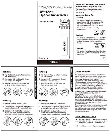 10Gtek 10GBase-SR SFP+ LC Transceiver, 10G 850nm Multimode SFP Module, up to 300 Meters, for Cisco SFP-10G-SR, Meraki MA-SFP-10GB-SR, Ubiquiti UniFi UF-MM-10G, Fortinet, Mikrotik and More, Pack of 10|B00ZCDDOPS