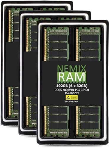 NEMIX RAM 256GB (4X64GB DDR5 4800MHZ PC5-38400 2Rx4 1.1V CL40 288-PIN ECC RDIMM Registered Server Memory KIT Compatible with Dell PowerEdge R7615 Rack Server