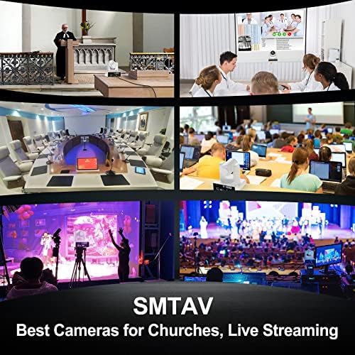 SMTAV PTZ Camera,30X AI Tracking with Zoom Camera with HDMI/SDI/USB3.0/IP Streaming Outputs for Meeting, Church, Events, Teaching(30X Optics Zoom, White)|B0BW86RHMY