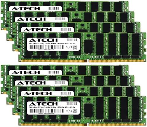 A-Tech 64GB Kit (2x32GB DDR4 2400MHz PC4-19200 ECC LRDIMM 4Rx4 Quad Rank 1.2V Load Reduced DIMM 288-Pin Server RAM Memory Upgrade Modules (A-Tech Enterprise Series