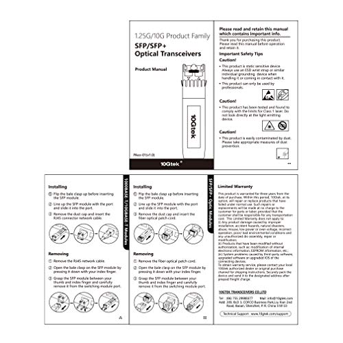 10GTEK 1.25G SFP-T, 1000BASE-T Copper SFP, SFP to RJ45 SFP Module Transceiver for Cisco SFP-GE-T, Meraki, Fortinet, Ubiquiti UniFi UF-RJ45-1G, D-Link, Supermicro, Netgear, TP-Link and More|B00U77IJ2M