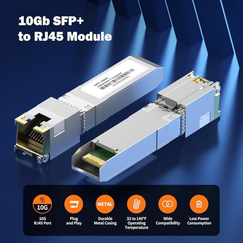 [4 Pack] 10Gb SFP+ to RJ-45 Module Transceiver 98Ft (30m), SFP+ Copper Ethernet for CAT6a /7 Transceivers Compatible with 5Gb/ 2.5Gb/ 1Gb, NOT Compatible with Brand Dell, Aruba, HP, H3C|B0F8HM46HY