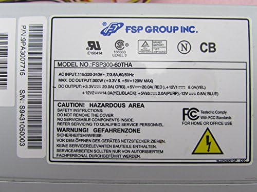 FSP Group FSP300-60THA 300W 300 Watt 24Pin 4Pin Power Supply P/N: 9PA3007715|B00N379LSO