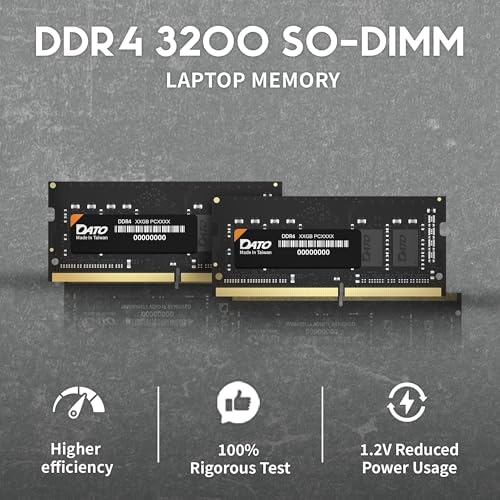 DATO 8GB RAM DDR4 3200MHz PC4-25600 CL22 SODIMM 1.2V 260-Pin Non-ECC SODIMM Laptop Notebook Memory Module|B0CHM62WLQ