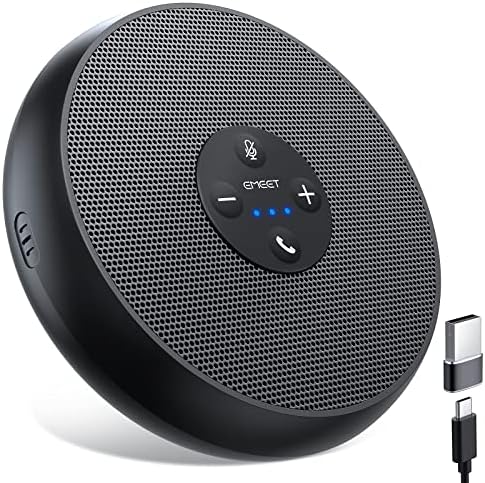 EMEET Conference Speakerphone M0 Plus, 4 AI Mics 360° Voice Pickup, Noise Reduction, USB C Speaker, Bluetooth Conference Speaker for 8 People w/Daisy Chain for 16 Compatible with Leading Software|B0BVZLS5GZ