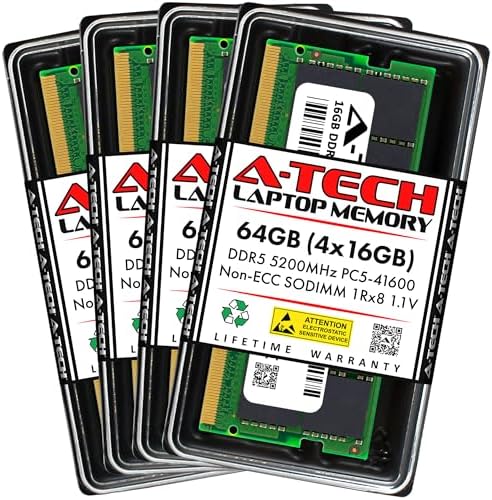 A-Tech 32GB DDR5 4800MHz PC5-38400 CL40 SODIMM 2Rx8 Dual Rank 1.1V Non-ECC Unbuffered SO-DIMM 262-Pin Laptop Computer RAM Memory Upgrade Module|B0B1718KB1
