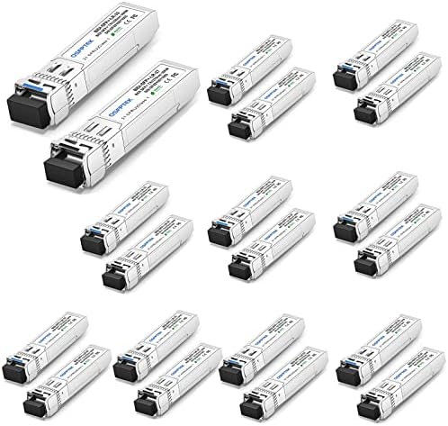 1 Pair 10G SFP+ Bidi Transceivers, 10gbe SFP LC Single-Mode Module, Bi-Directional Mini gbic for Cisco SFP-10G-BXD-I (1330nm-TX/1270nm-RX) / SFP-10G-BXU-I (1270nm-TX/1330nm-RX),10KM, with DDM|B07QLKDZJH