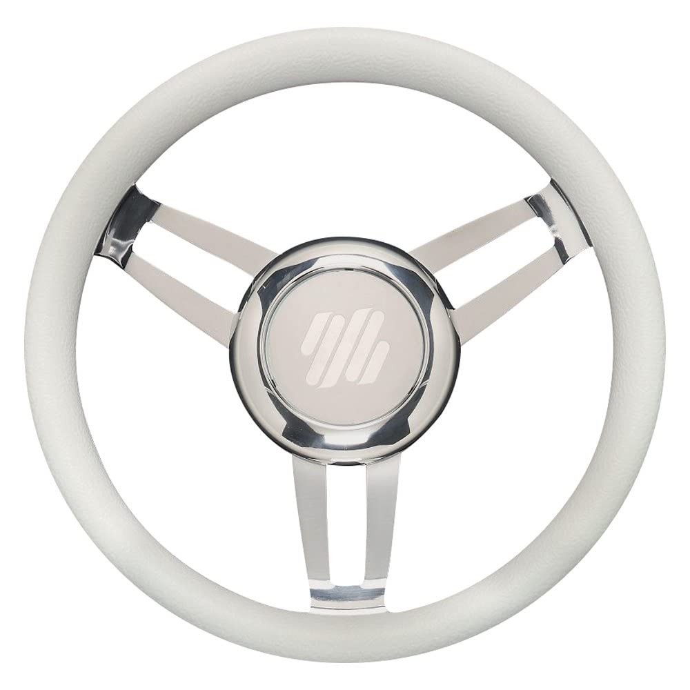 Uflex FOSCARIVCHW Steering Wheels, White Vinyl Chrome