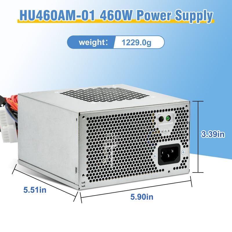 HU460AM-01 WC1T4 D460AM-03 460W Power Supply Compatible with dell XPS 7100, 8000, 8100, 8300 , 8500, 8700 , 8900 , 8910 , 8920 , 8930 , and Alien-Ware Aurora.