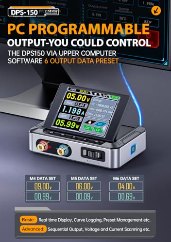 FNRSI【Upgraded DPS-150】DC Power Supply Variable with 100W Fast Charger, 0-30V 0-5A Adjustable DC CNC Power Supply, Power Ripple <20mV, PD/QC/DC Input with IPS Display, PC Programmable Power Supply|B0DKK3WV41