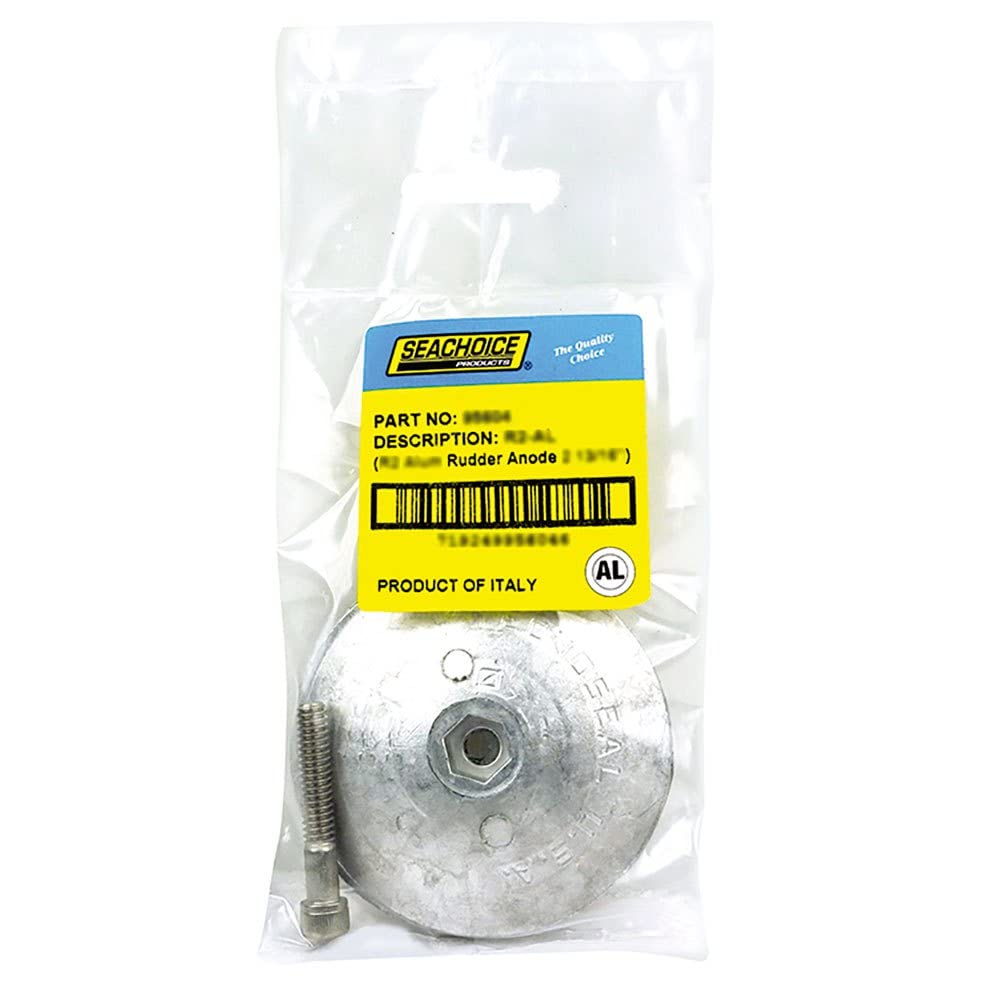 Seachoice 95604 Rudder & Trim Tab Anode w/Allen Screw, Aluminum, Model R2, Size 2-13/16" dia. x 1/2"
