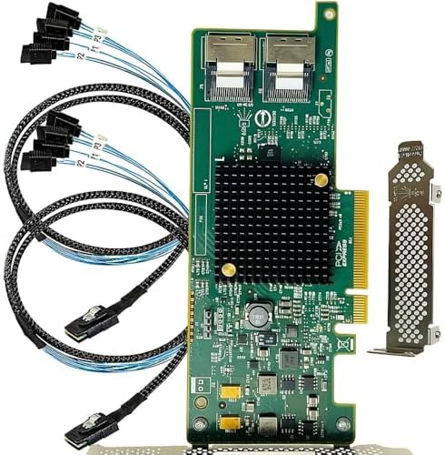SAS HBA Card Compatible with LSI 9207-8i IT Mode PCIe SATA Expansion Card, 8-Port 6Gbps PCIe 3.0, SAS Expander Support, HBA Controller with 2x SFF-8087 to 4x SATA Cables for ZFS TrueNAS unRAID Proxmox