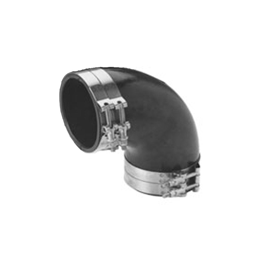 Trident Marine TRL-590-S/S Trident Black Rubber 90Â° Elbow w/T-Bolt Clamps, 5"