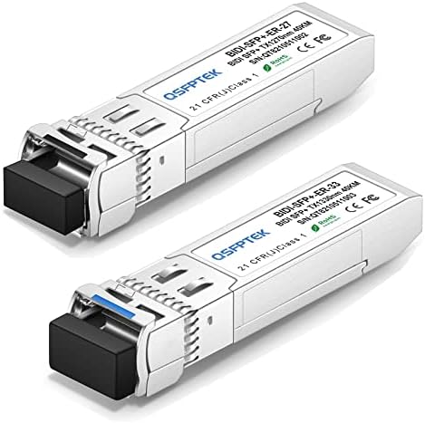1 Pair 10G SFP+ Bidi Transceivers, 10gbe SFP LC Single-Mode Module, Bi-Directional Mini gbic for Cisco SFP-10G-BXD-I (1330nm-TX/1270nm-RX) / SFP-10G-BXU-I (1270nm-TX/1330nm-RX),10KM, with DDM|B07QLKDZJH