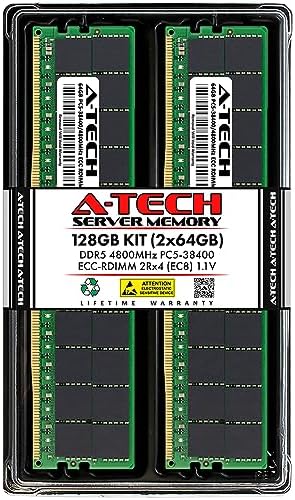 A-Tech 128GB Kit (2x64GB RAM for Dell PowerEdge HS5610, HS5620, R660, R6615, R760, R760xd2, R7615, R7625, R860, XE9640 | DDR5 4800MHz PC5-38400 EC8 RDIMM 2Rx4 ECC Registered Server Memory Upgrade