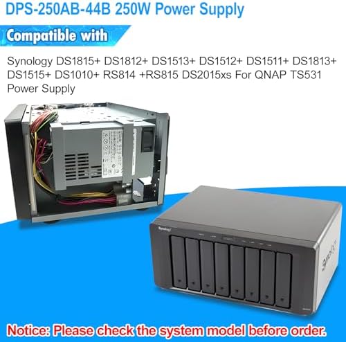 Upgraded DPS-250AB-44B DS1815+ 250W Power Supply Compatible with Synology DS1815+ DS1812+ DS1513+ DS1512+ DS1010+ RS814 +RS815 DS2015xs DS1511+ DS1813+ DS1515+ QNAP TS531 DPS-250AB-44B Power Supply|B0FH4QYHPQ