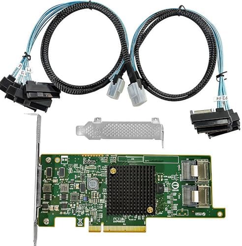 SAS HBA Card Compatible with LSI 9207-8i IT Mode PCIe SATA Expansion Card, 8-Port 6Gbps PCIe 3.0, Expander Support, HBA Controller with 2X SFF-8087 to 4X 8482 SAS Cables for TrueNAS unRAID NAS|B0FYX36YJN