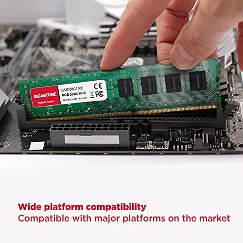 【DDR3 RAM】 GIGASTONE 32GB Kit (4x8GB DDR3/DDR3L 1600MHz (1333MHz PC3-12800 (PC3-10600 CL11 1.35V/1.5V 2Rx8 UDIMM 240 Pin Unbuffered Non ECC High Performance PC Desktop Memory Upgrade