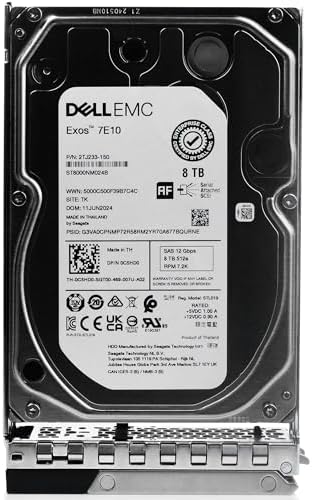 Dell 8TB 7.2K RPM SAS 12Gb/s 512e 3.5in Enterprise Hard Drive for: PowerEdge R340 R550xs R650 R560 R660 R860 T640 T150 T360 ME4024 C6420 MX5016s 0C5HD0 G16|B0FV3Q1HVQ