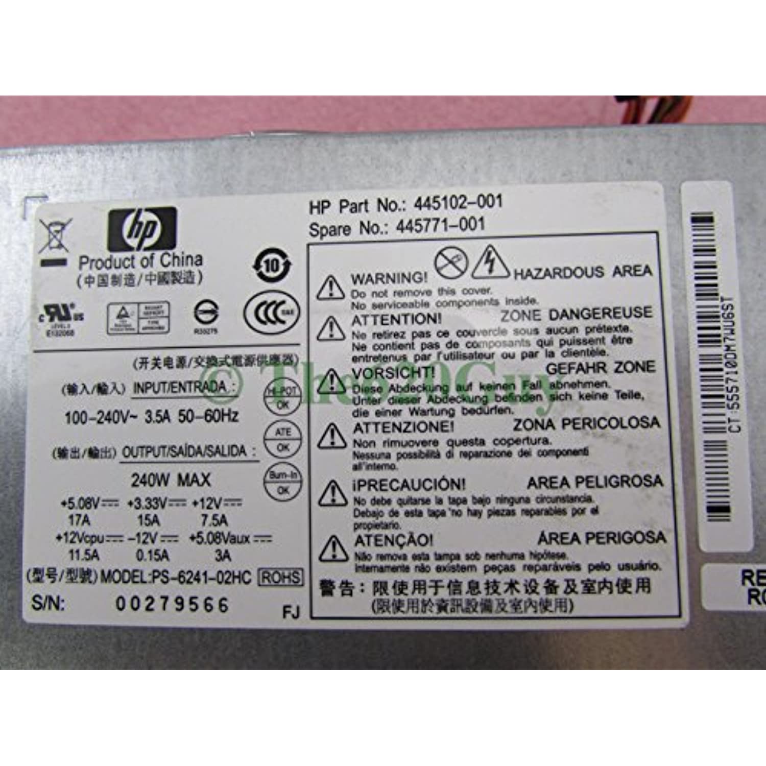 HP Power HP RP5000 RP5700 PS-6241-02HC 240W Power Supply PSU 445771-001 445102-001