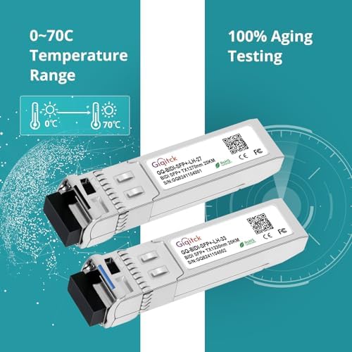 1 Pair 10GBASE-BX60-UD BiDi SFP+ Module, TX 1270nm/1330nm, RX 1330nm/1270nm, 60km DOM Simplex LC/UPC SMF Optical Transceiver Networking Mini Gbic for Dell GP-SFP-10GBX-U-60/ GP-SFP-10GBX-D-60|B0DQ7LLWCR