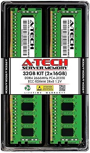 A-Tech 64GB Kit (2x32GB) DDR4 2400MHz PC4-19200 ECC RDIMM 2Rx4 Dual Rank 1.2V ECC Registered DIMM 288-Pin Server & Workstation RAM Memory Upgrade Modules (A-Tech Enterprise Series)|B081VVMT8Y
